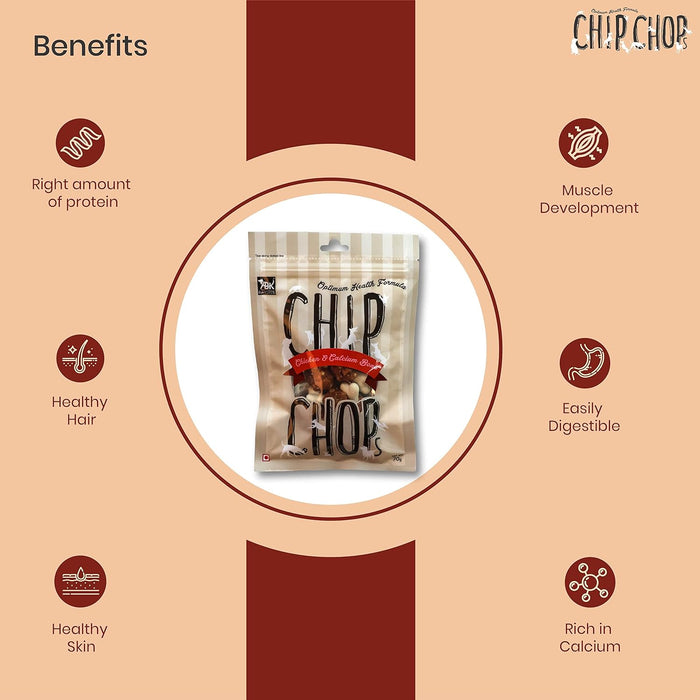 Chip Chops Chicken and Calcium Bone Dog Treats(70gms)-Pack of 2