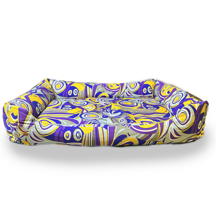 Nootie Abstract Lounger Dog Bed - Yellow & Purple