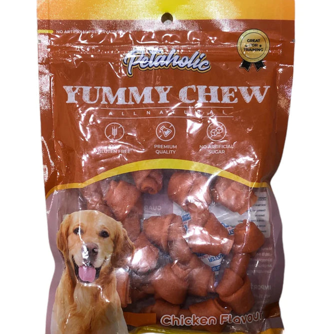 PETAHOLIC YUMMY CHEW CHICKEN FLAVOUR KNOTTED 160G