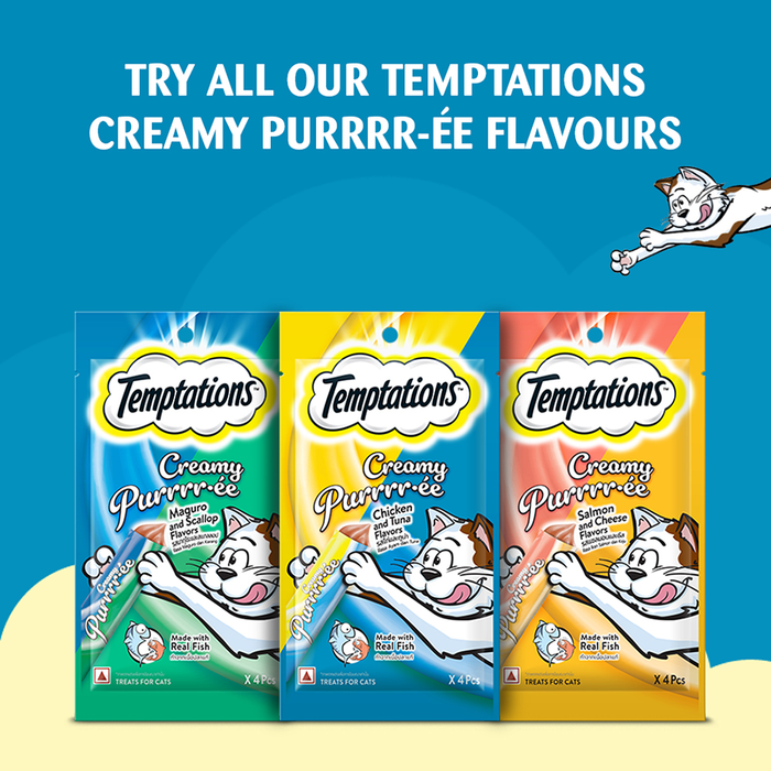 Temptations Creamy Purrrr-ee Cat Treats, Chicken & Tuna Flavors 576g, Pack of 12
