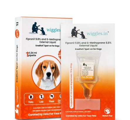 Eraditch Spot On For Tick & Flea 3 Month Protection Pack for Medium Dogs  from 10 Kg to 20 Kg
