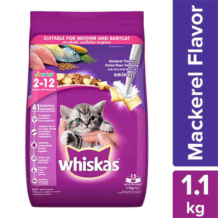 Whiskas Kitten (2-12 months) Dry Cat Food, Mackerel Flavour