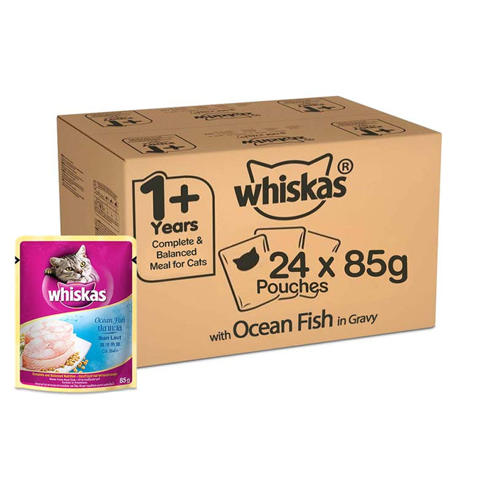 Whiskas Adult (+1 year) Wet Cat Food Food, Ocean Fish, 24 Pouches (24 x 85g)
