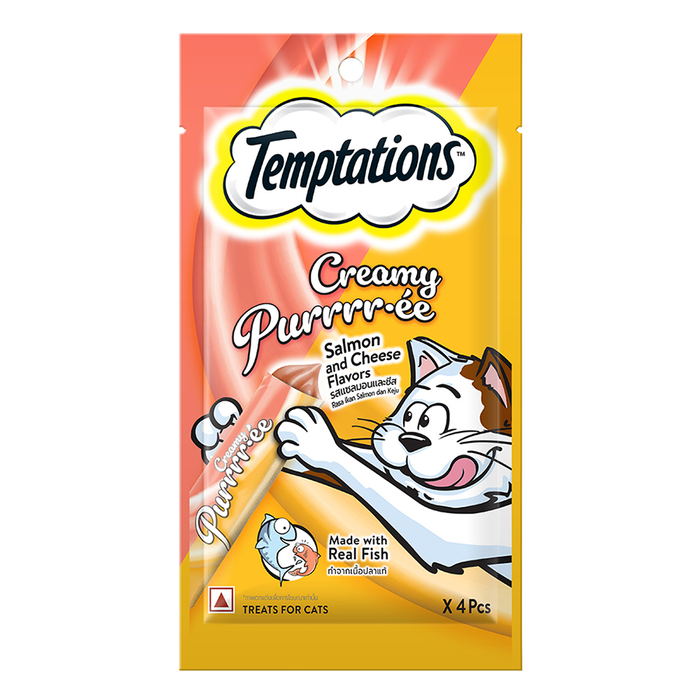 Temptations Creamy Purrrr-ée, Salmon & Cheese Flavour 1152g, Pack of 24