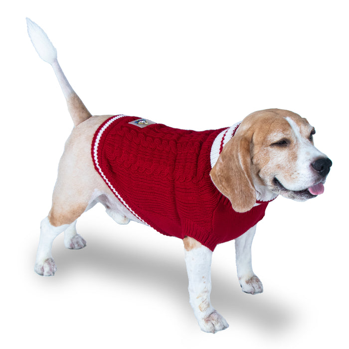Nootie Dark Red  Cable Knit Sweater for Dogs.