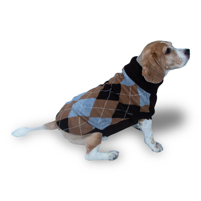 Nootie Brown-Grey Check Sweater for Dogs