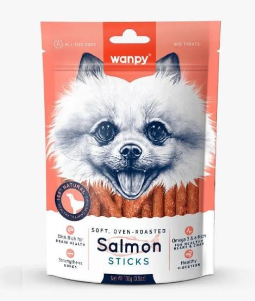 Wanpy Soft Oven Roasted Salmon Sticks – Dog Treats 100gm