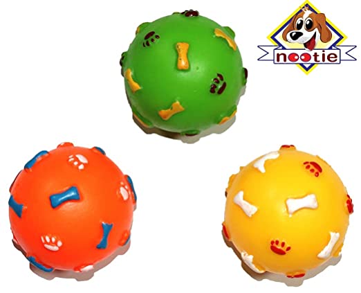 Nootie Vinyl Light Weight Squeaky Ball Combo Toy for Small Puppy/Dogs Pack of 3.