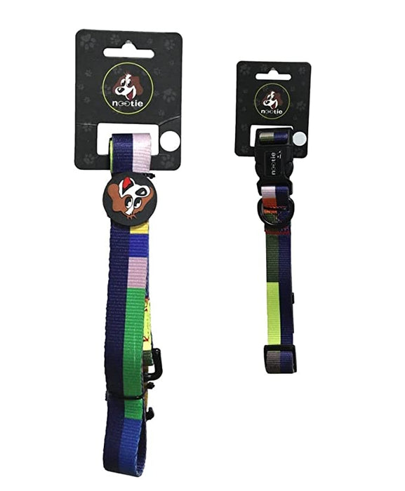 Multi Color Strips Nylon Dog Leash & Collar Set for Dogs/Puppies