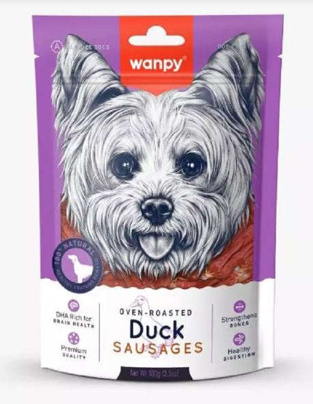 Wanpy Oven Roasted Duck Sausages – Dog Treats 100gm