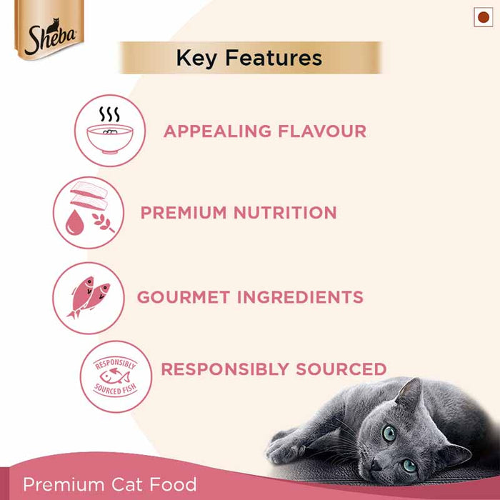 Sheba Premium Wet Cat Food Food, Fish Mix (Skipjack & Salmon), 35g Pouch