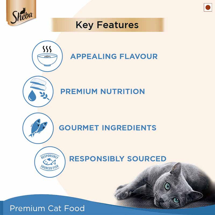 Sheba Premium Wet Cat Food Food, Fish Mix (Maguro & Bream), 35g Pouch