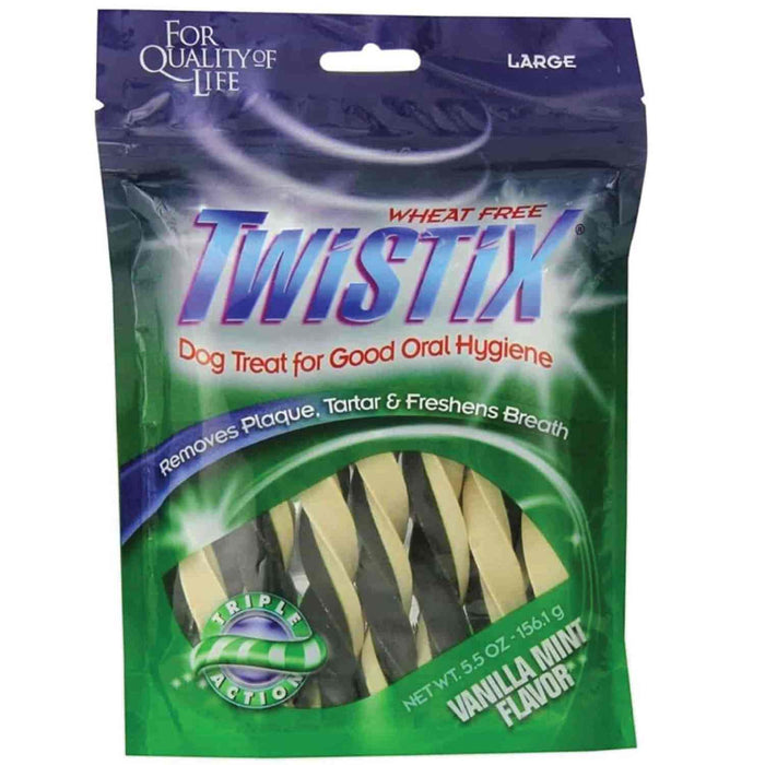 Twistix Large Dental Chews Dog Treat Vanilla Mint 156 Gms