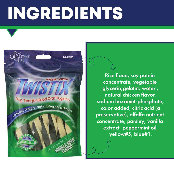 Twistix Large Dental Chews Dog Treat Vanilla Mint 156 Gms  Pack of 3