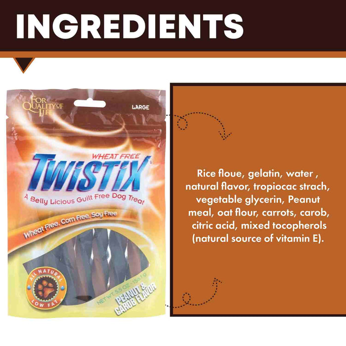 Twistix Dental Chews Dog Treats Large (Peanut Carob Flavor) 156 Gms
