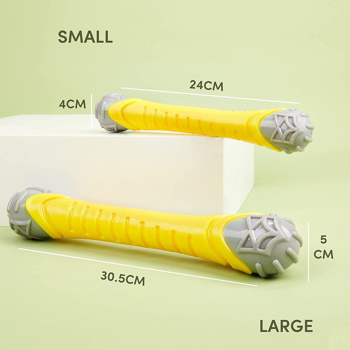 Barkbutler x Fofos Flexy Bone Durable Chew Toy S, Yellow | for Small-Medium Dogs (5-20kgs) |Dura-Flex TPR