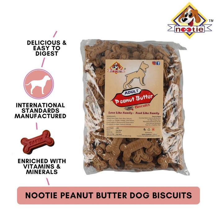 Nootie Freshly Baked Real Chicken and Peanut Butter Cookie, 1 kg Pack (Pack of 2)