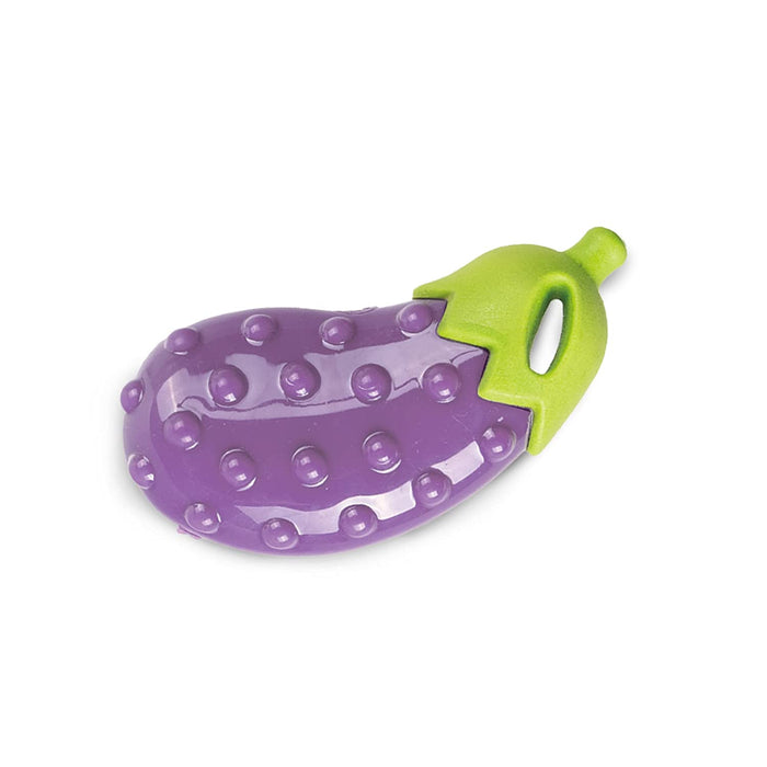 Barkbutler x Fofos Vegi-Bites Eggplant Screaming Squeaky Dog Toy, Purple (L)