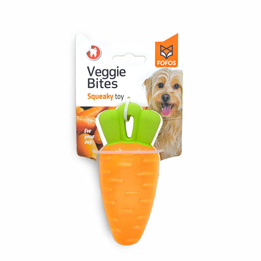 Barkbutler x Fofos Vegi-Bites Carrot Screaming Squeaky Dog Toy, Orange (S)