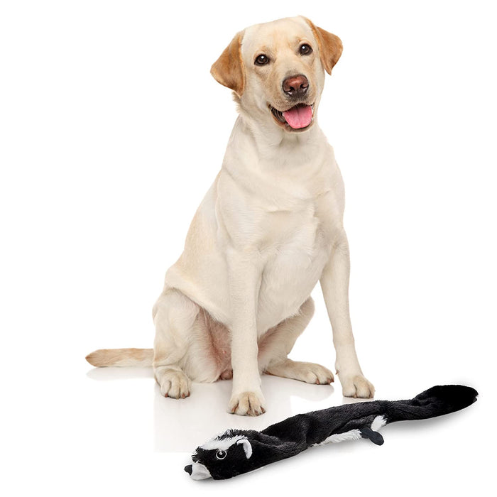 Barkbutler x Fofos Dog Toy Skinneez Skunk Squeaky Dog toy, Black | For Small-Large dogs (5-30kgs) | Stuffing-less long dog toy| Tug toy with 2 squeakers