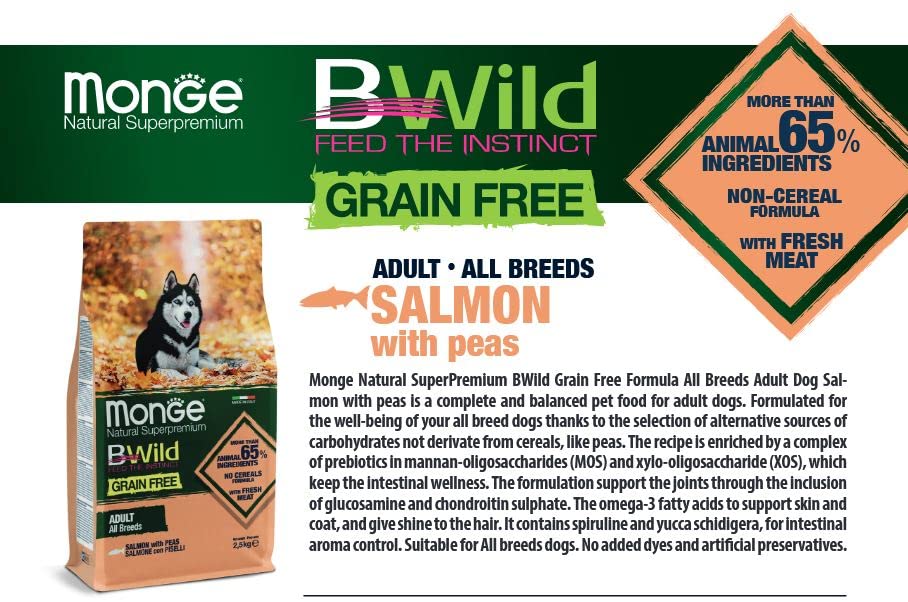 Buy 12kg B-Wild Grain Free Adult All Breeds Salmon with Peas 2.5kg Absolutely Free