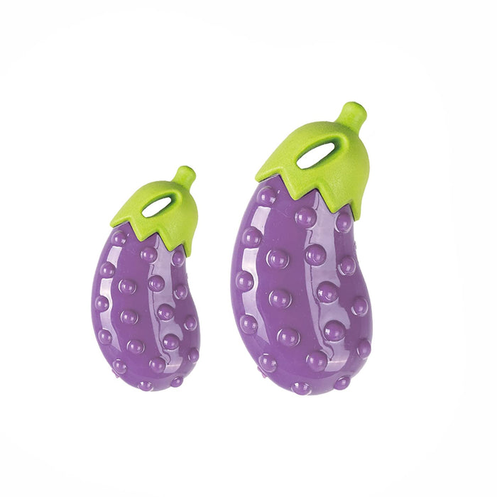Barkbutler x Fofos Vegi-Bites Eggplant Screaming Squeaky Dog Toy, Purple (L)