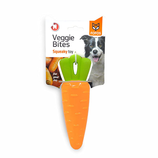 Barkbutler x Fofos Vegi-Bites Carrot Screaming Squeaky Dog Toy, Orange (L)
