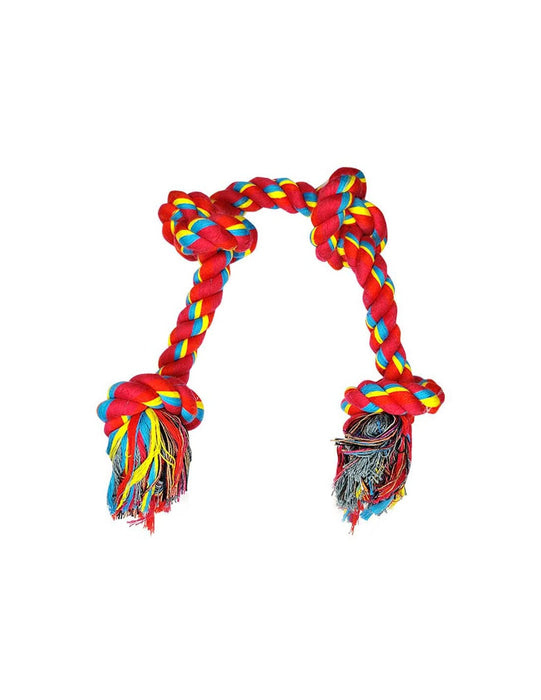 Nootie Cotton Rope Dog Chew Toy, Thick Chew Knots, Extra Durable – Washable (Color May Vary) (4 Knot Single Rope)