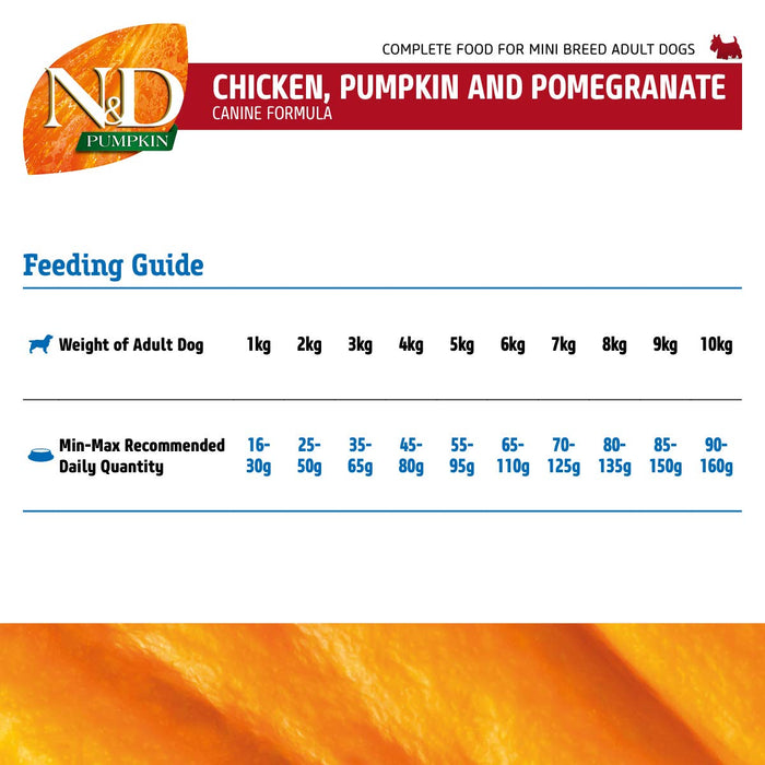 Farmina N&D Pumpkin Dry Dog Food, Grain-Free, Adult Mini Breed, 7 Kg, Chicken and Pomegranate