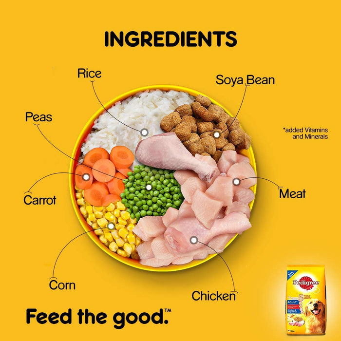 Pedigree Dry Dog Food for Adult Dogs , Chicken and Vegetables