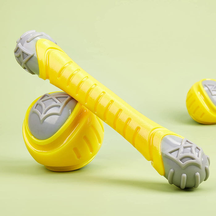 Barkbutler x Fofos Flexy Ball Ultra Bounce Durable Dog Toy M, Yellow | for Medium Dogs (10-20kg) |Dura-Flex TPR
