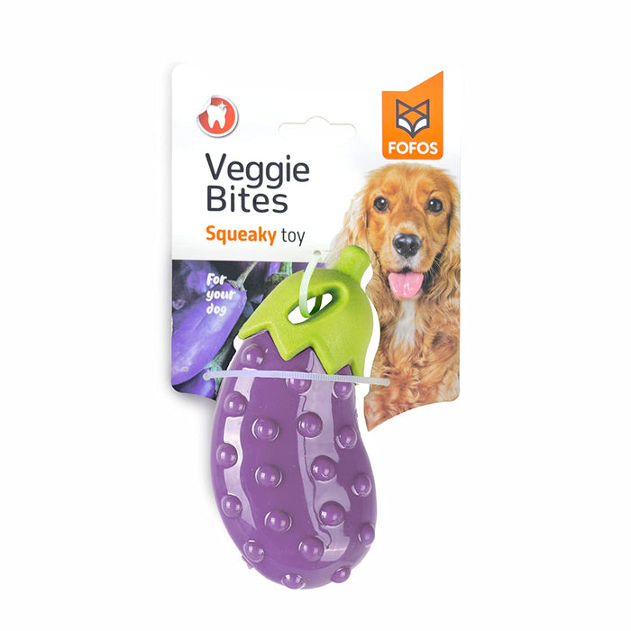 Barkbutler x Fofos Vegi-Bites Eggplant Screaming Squeaky Dog Toy