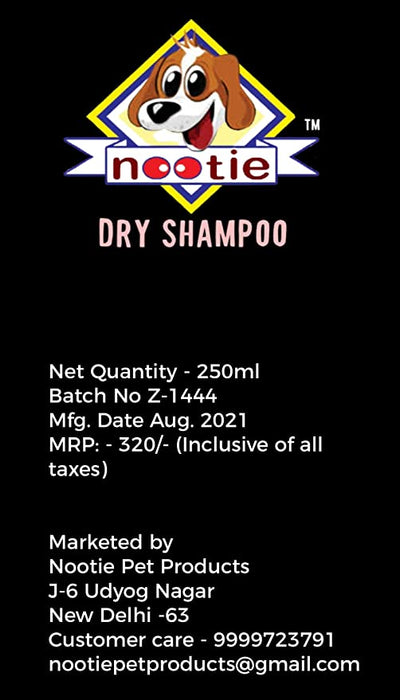 Nootie Dry Dog Shampoo to Remove Dirt, Grime & Oil. Made with Natural Actives for A Cleaner, Smoother, Shinier Coat and Fragrance. (Dry Shampoo Floral)