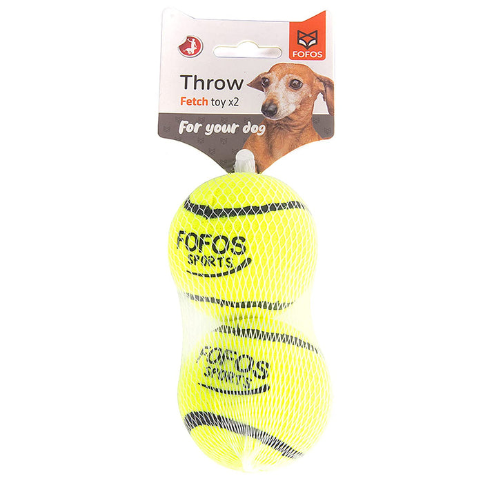 Barkbutler x Fofos Sports Fetch Ball Durable Dog Ball Toy Set, Yellow (Pack of 2)