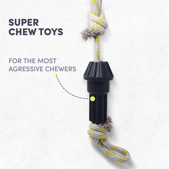 Barkbutler x Fofos Super Chewer Driveshaft Rope Dog Toy, Black | For Large - X-Large dogs (20-40kgs)