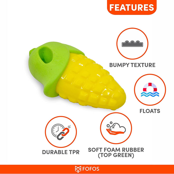 Barkbutler x Fofos Vegi-Bites Corn Screaming Squeaky Dog Toy, Yellow | Bumpy Texture