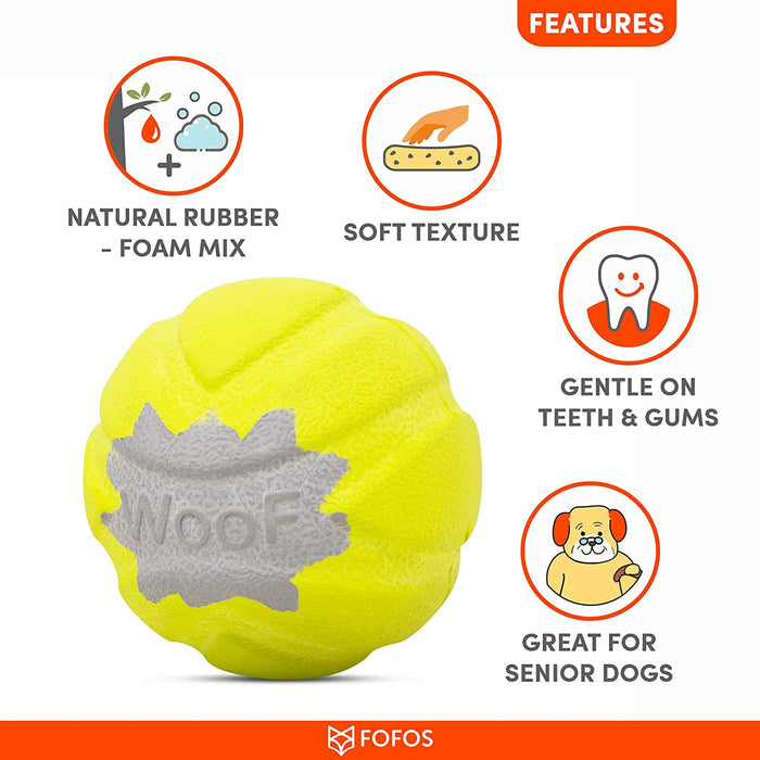 Barkbutler x Fofos Woof Up Ball Durable Dog Ball Toy, Yellow