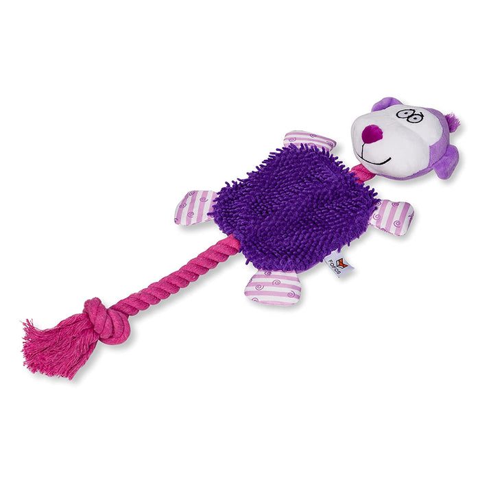 Barkbutler x Fofos Puppy Rope Monkey Durable Teething Dog Toy, Purple | for Small-Medium Dogs