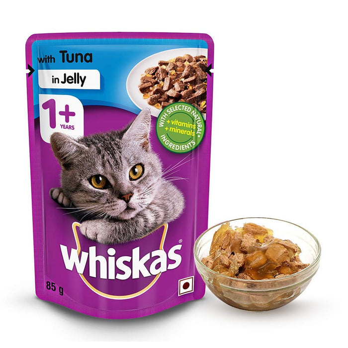 Whiskas Adult (+1 year) Wet Cat Food, Tuna in Jelly, 12 Pouches (12 x 85g)