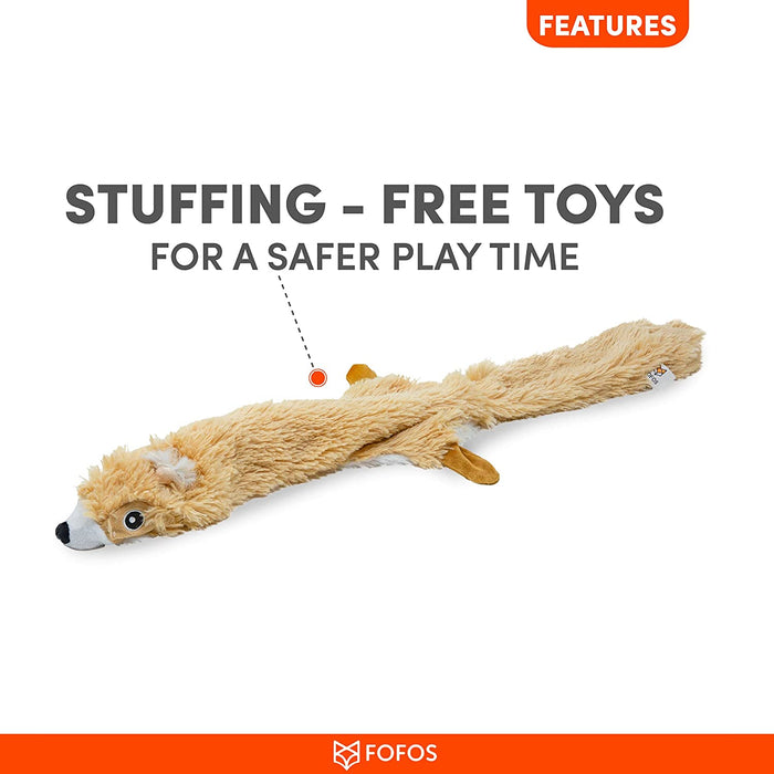 Barkbutler x Fofos Dog Toy Skinneez Squirrel Squeaky Dog Toy, Brown | for Small-Large Dogs (5-30kgs) | Stuffing-Less Long Dog Toy | Tug Toy with 2 squeakers