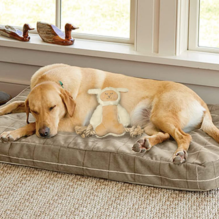 Barkbutler x Fofos Ropeleg Plush Sheep Stuffed Soft Squeaky Plush Dog Toy, White | For Small - Medium Dogs