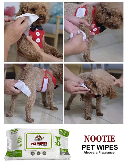 Nootie Wet Pet Wipes for Cats, Dogs, Puppies & Pets with Fresh Aloe Vera Fragrance 15cm X 20cm (Large (100wipes/pack)