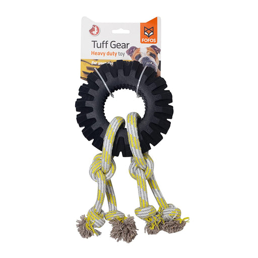 Barkbutler x Fofos Super Chewer Tyre Dog Rope Toy Large, Black 