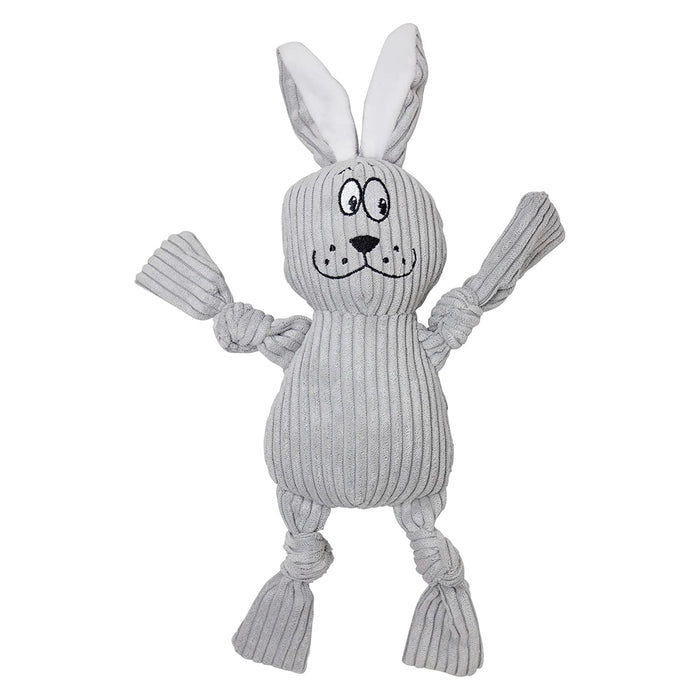 Barkbutler x Fofos Fluffy Rabbit Stuffed Soft Squeaky Plush Dog Toy, Grey | For X-Small- Small Dogs (0-10kgs) |Knotted Legs