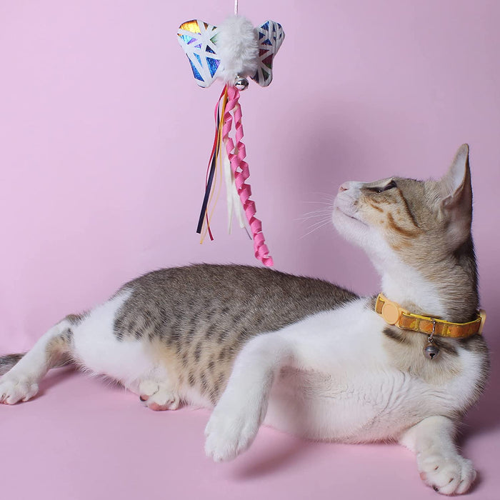 Barkbutler x Fofos Blocky Meow Butterfly Wand Cat Teaser Toy Catnip Inside