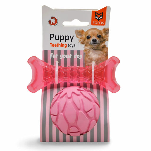 Barkbutler x Fofos Milk Bone & Ball Teething Dog Toy Set, Pink 