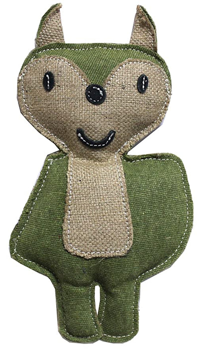 Nootie Jute Canvas Stuffed Animal Shape Squeaky Chew Toy for Dog Chewing (Flap Wings Bat)