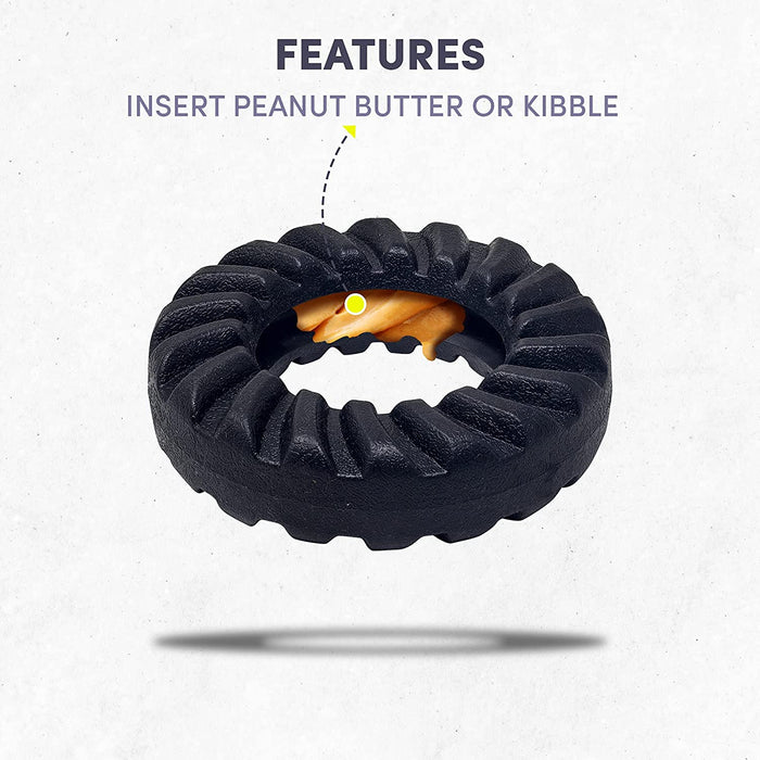 Barkbutler x Fofos Super Chewer Tyre Dog Toy Small, Black | for Small -Medium Dogs (5-20kgs)