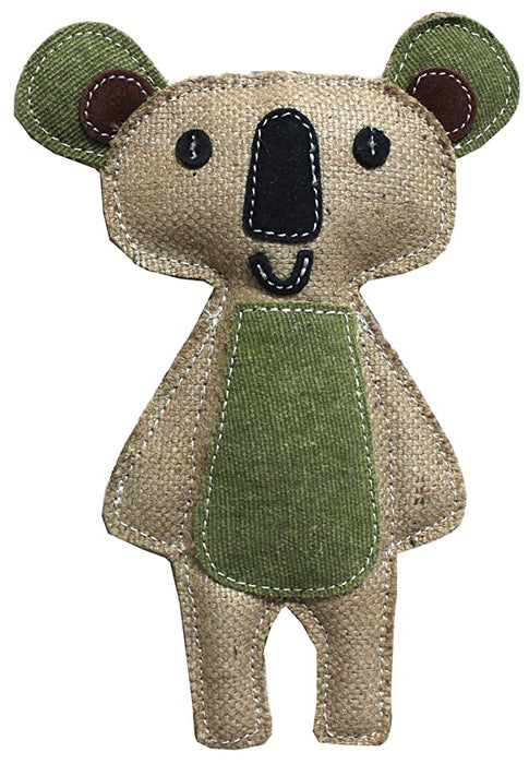 Nootie Jute Canvas Stuffed Animal Shape Squeaky Chew Toy for Dog Chewing (Koala)