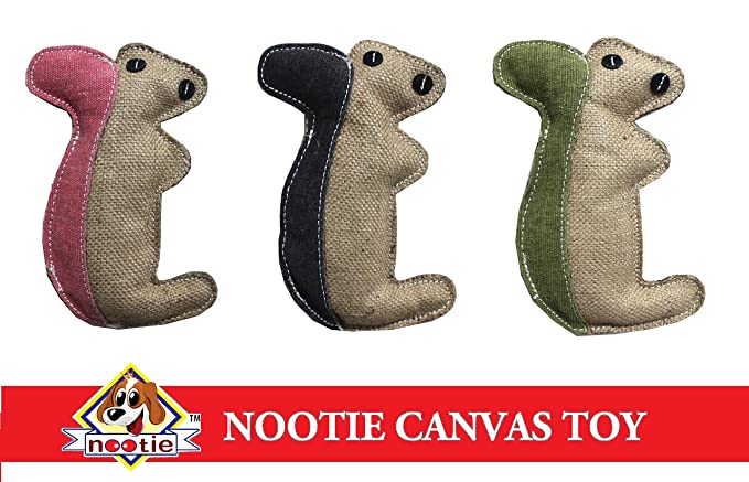 Nootie Jute Canvas Stuffed Animal Shape Squeaky Chew Toy for Dog Chewing (Hamster)